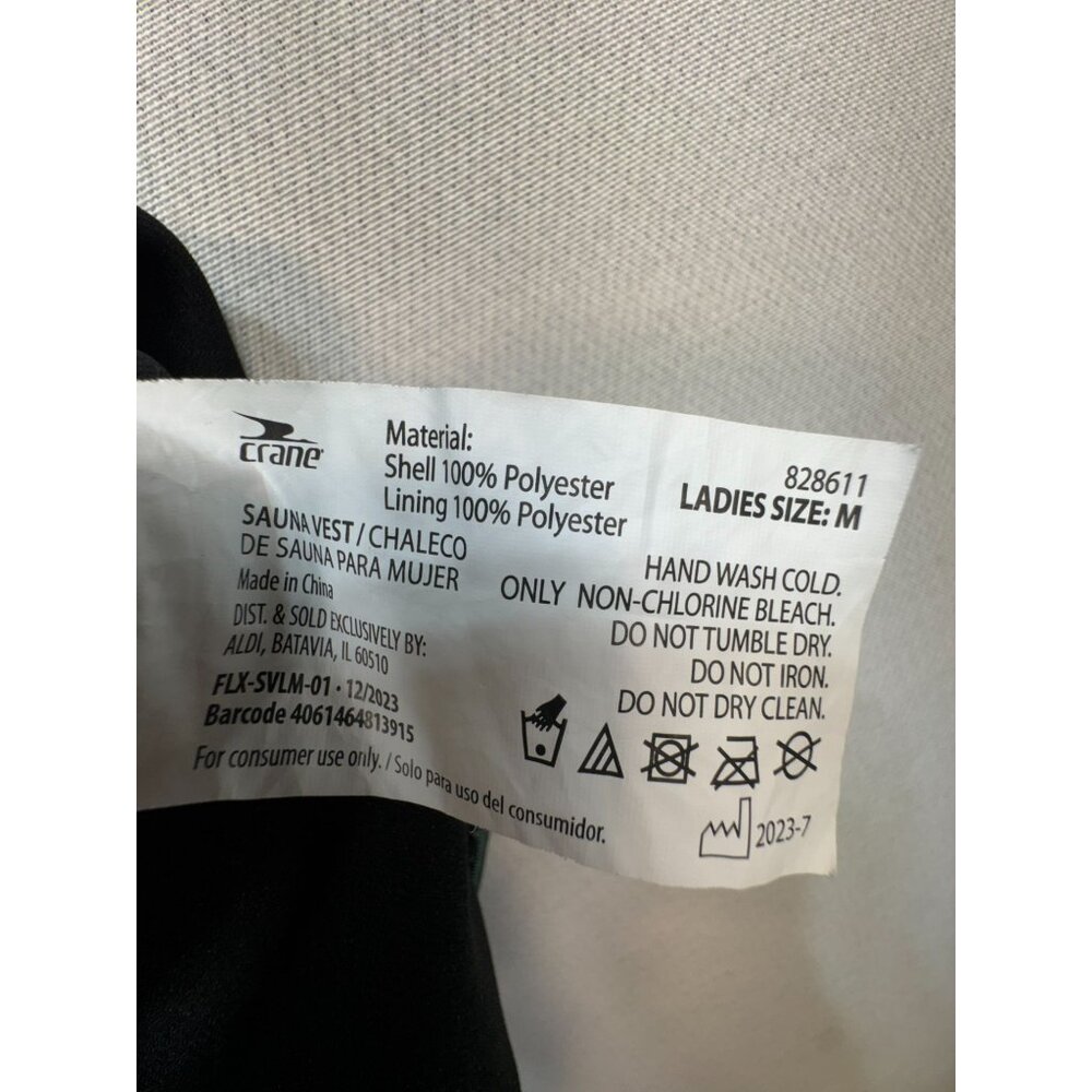 Crane Womens Sauna Sweat Suit Vest Size M Black Full Zip Activewear Training - Picture 3 of 11